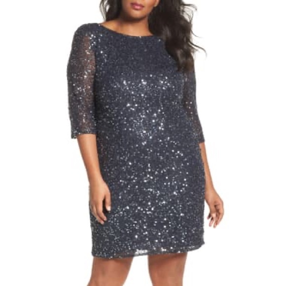 NWT PISARRO NIGHTS DRAPED BACK BEADED DRESS - Picture 1 of 8